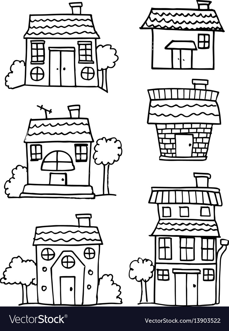 Collection of house set hand draw