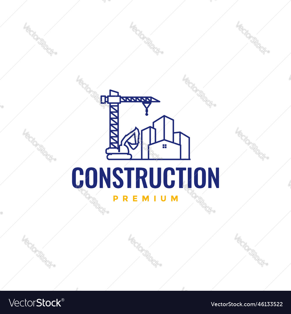 Construction heavy equipment crane excavator Vector Image