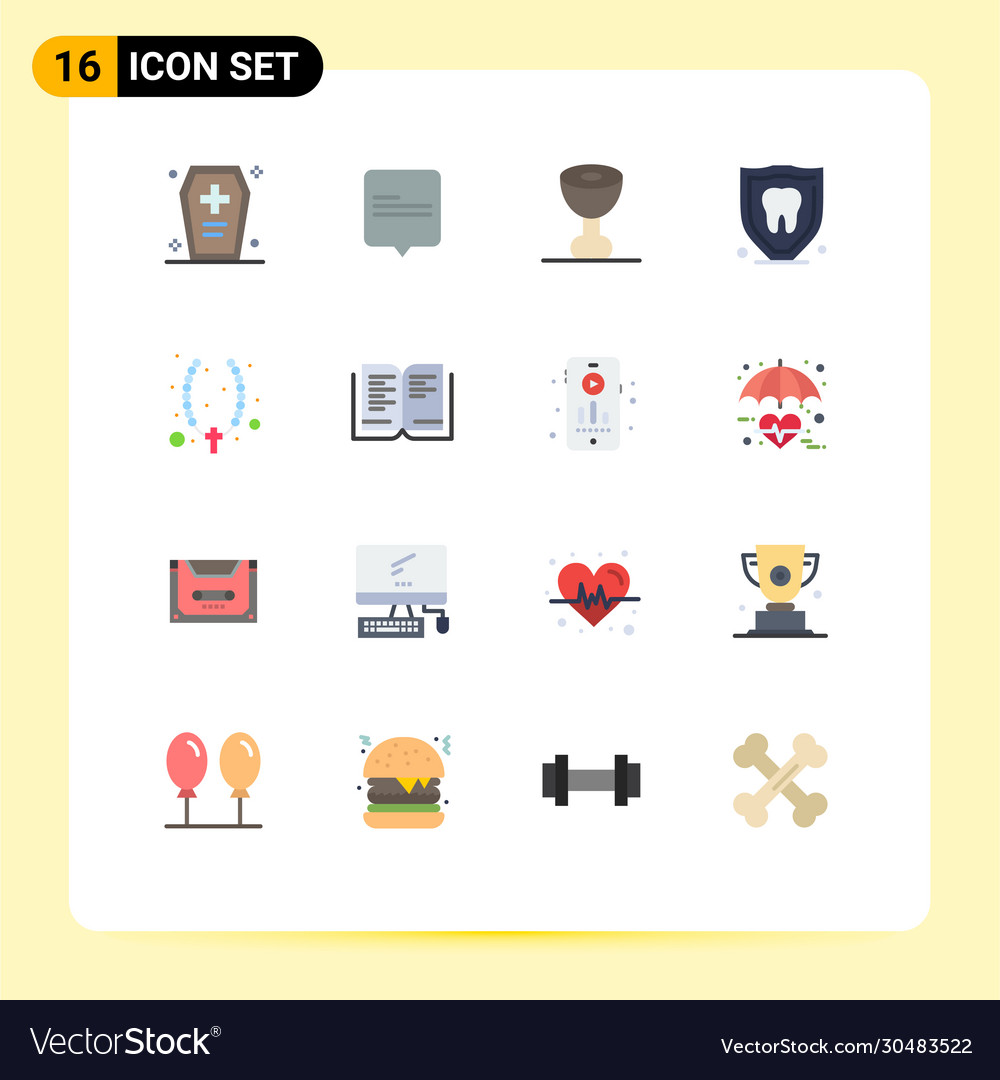 Mobile interface flat color set 16 pictograms