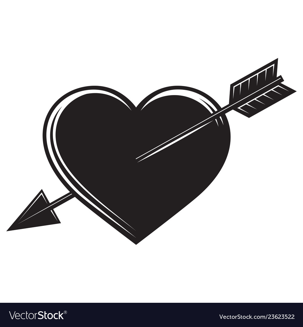 Monochrome with an arrow in the heart Royalty Free Vector