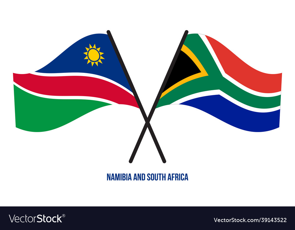 Namibia und Südafrika Flaggen gekreuzt Waving