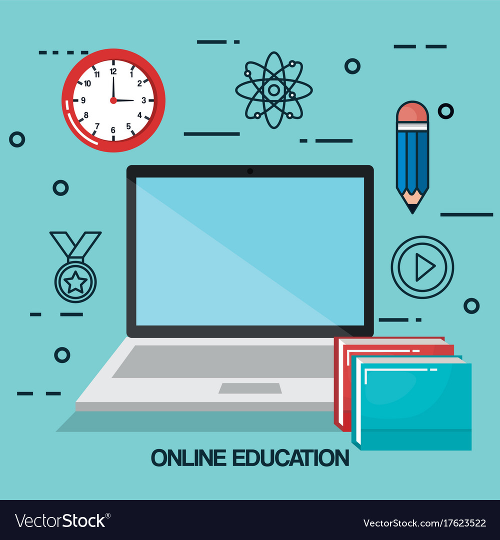 Online education set icons Royalty Free Vector Image