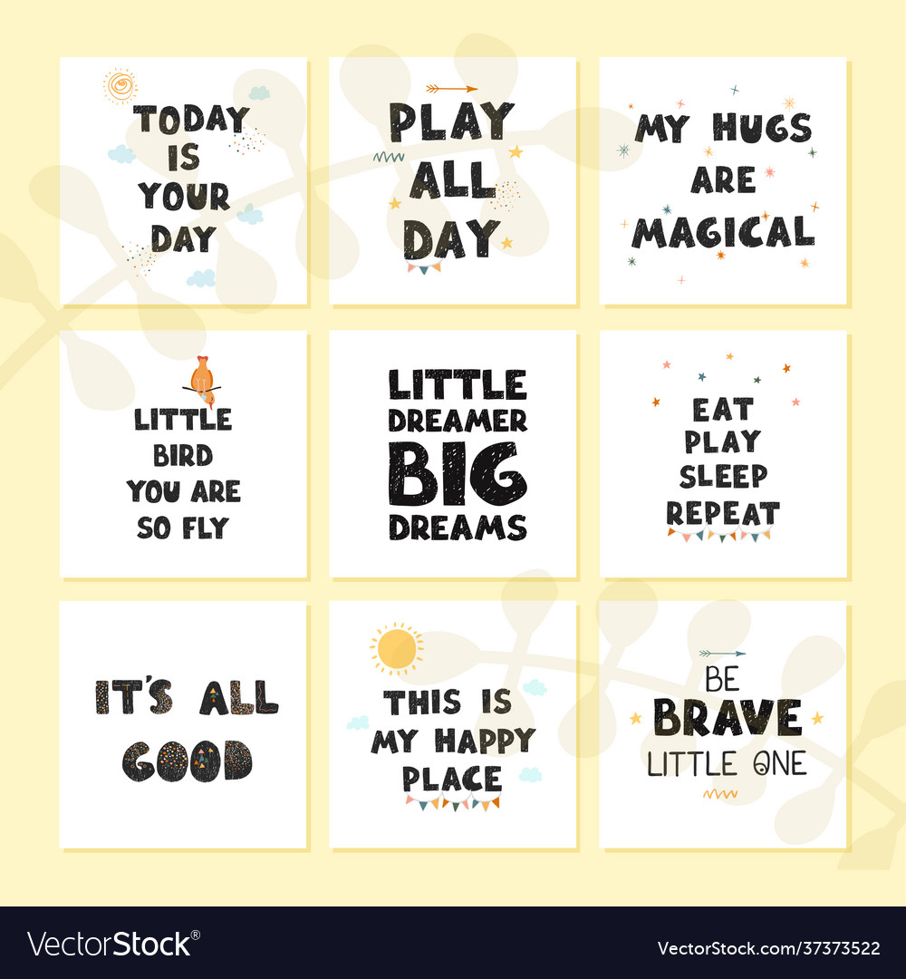 Set with fun hand drawn nursery posters vector image Set with fun hand drawn nursery posters
