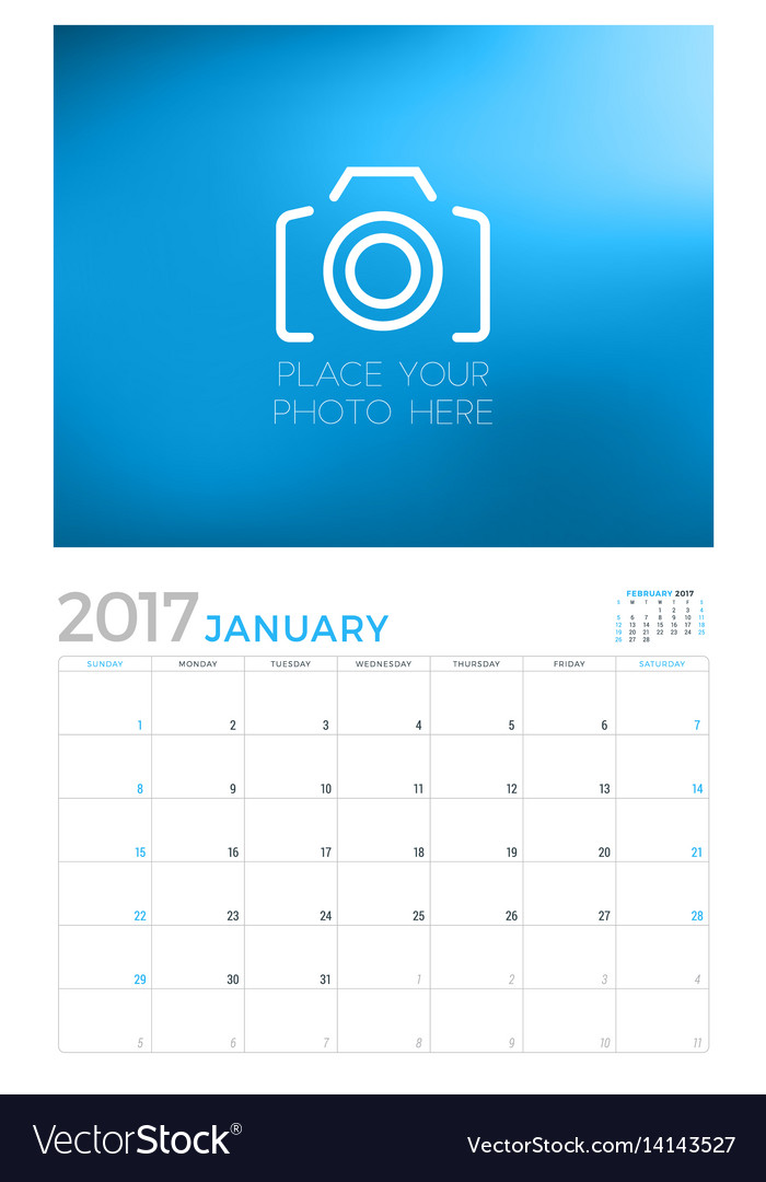 2017 wall calendar planner design template