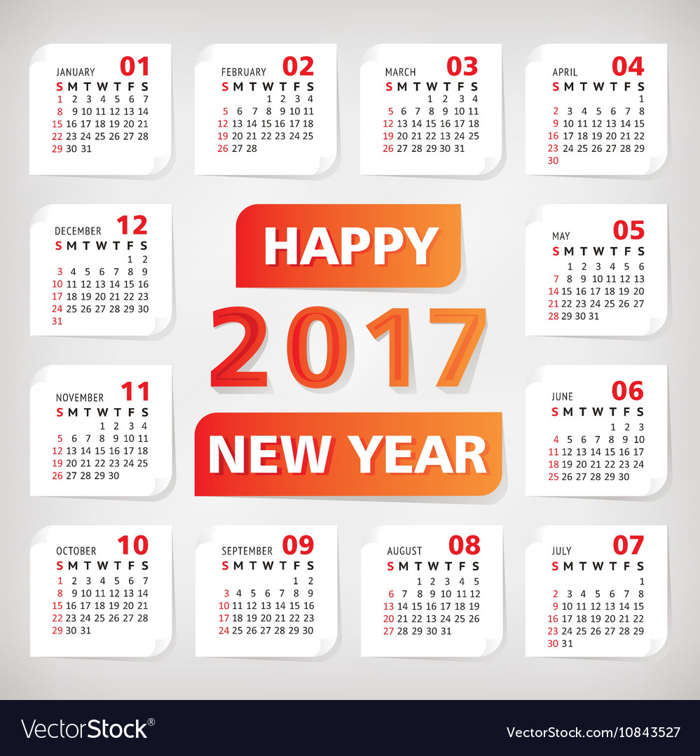 2017 year simple office calendar