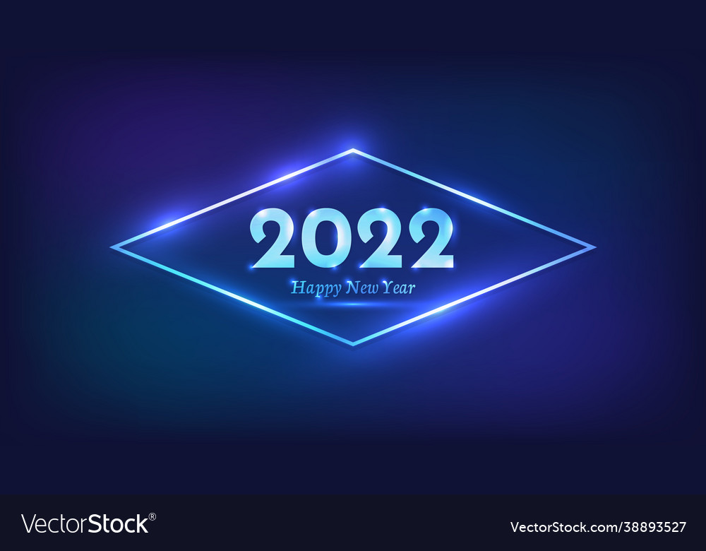 2022 happy new year neon background