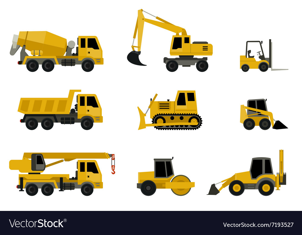 Construction machines icons Royalty Free Vector Image