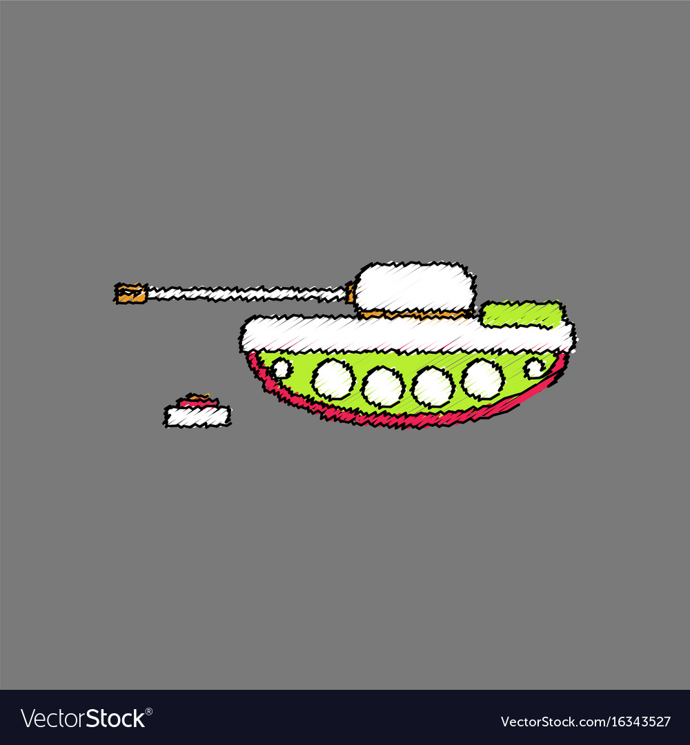 Flat shading style icon military tank and mine