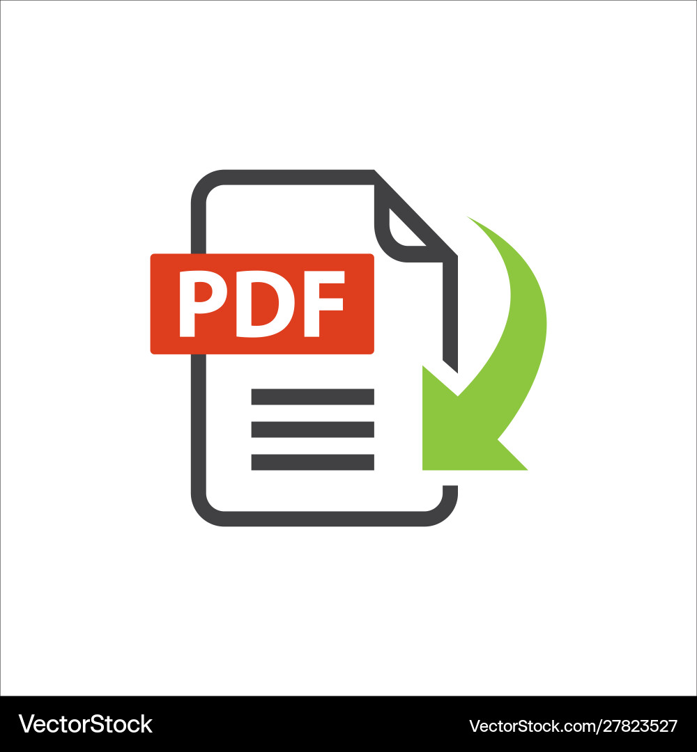Flat sign pdf download icon button isolated Vector Image