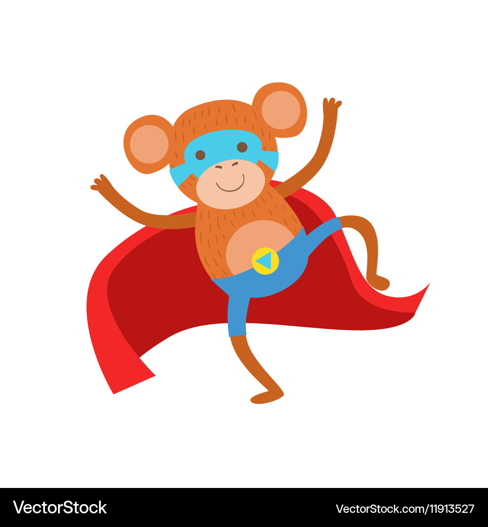 Monkey Animal Dressed As Superhero With A Cape Vector Image