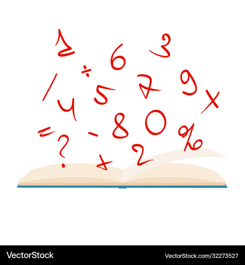 Open book and icons mathematics concept Royalty Free Vector