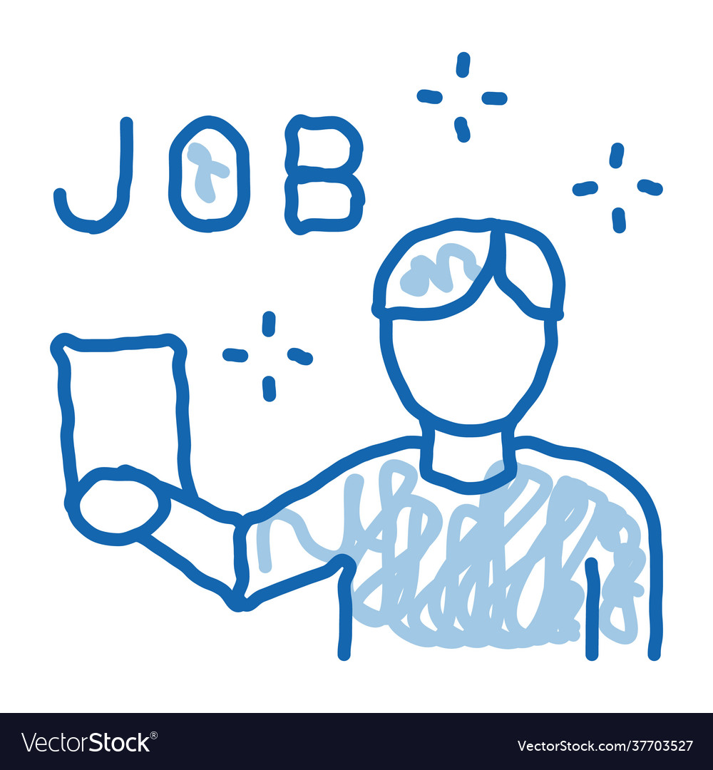 Reading job ads doodle icon hand drawn Royalty Free Vector