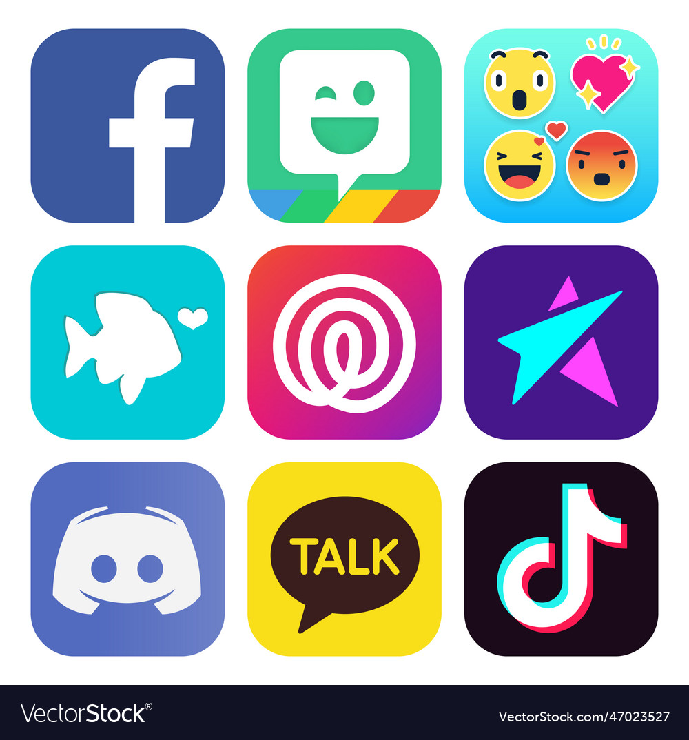 Set of popular social media and other icons Vector Image