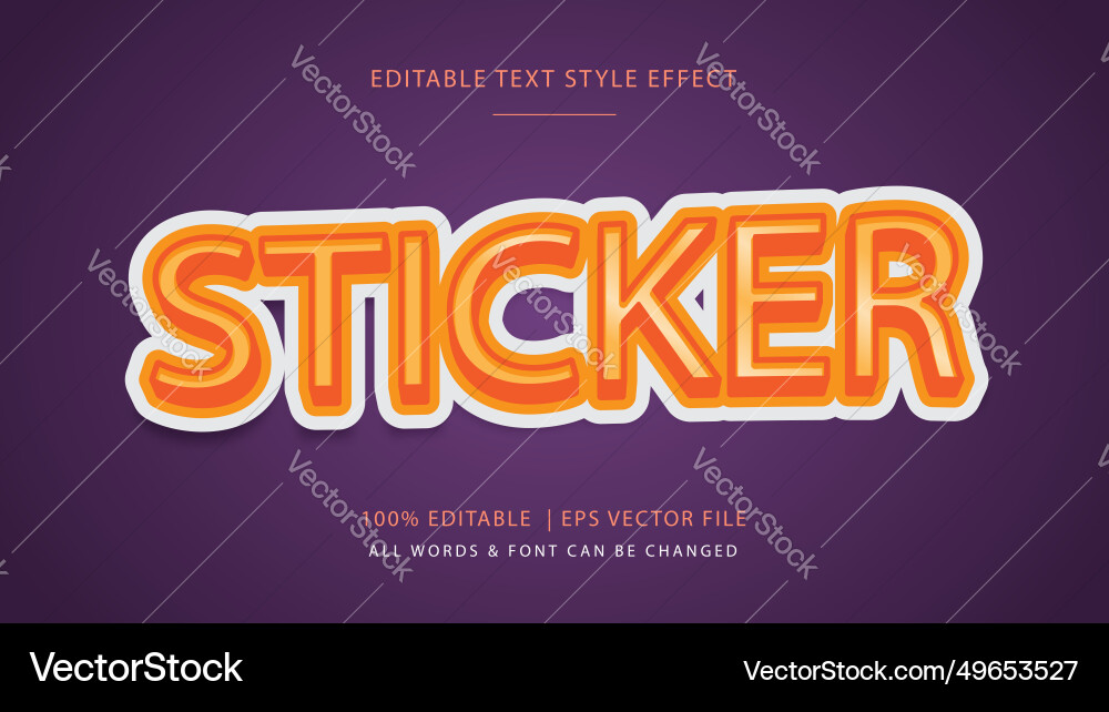 Sticker 3d text style effect Royalty Free Vector Image