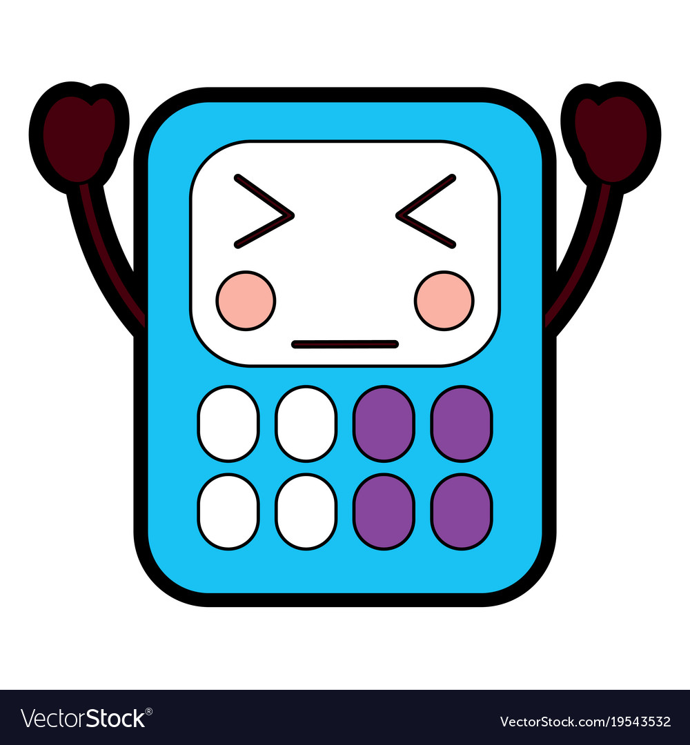 Calculator math kawaii character cartoon Vector Image