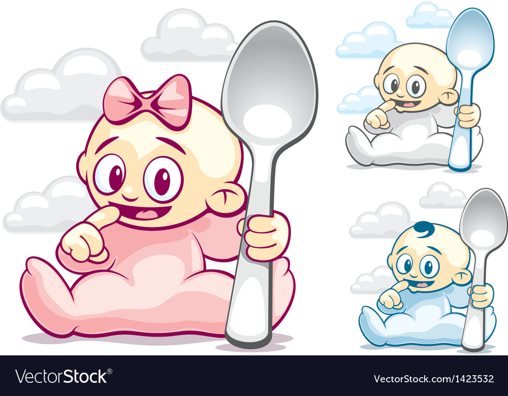 cartoon-kids-with-spoons-royalty-free-vector-image