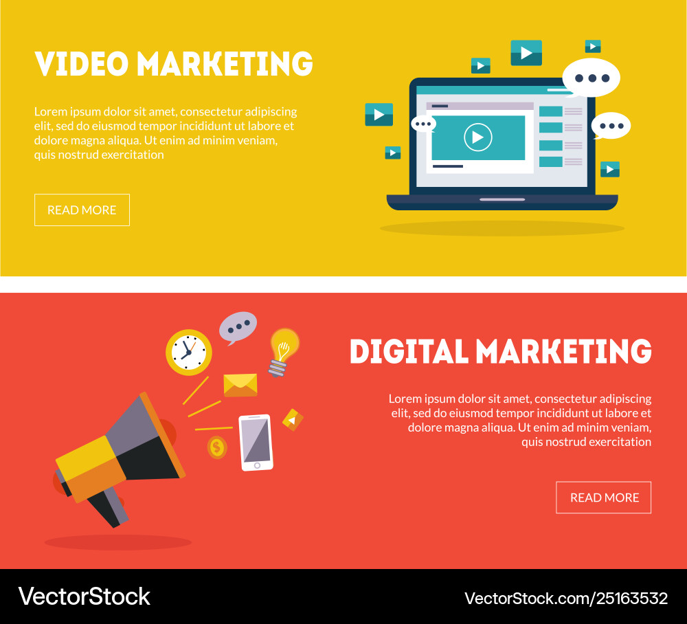 Digital Marketing Banners Set Business Strategy Vector Image