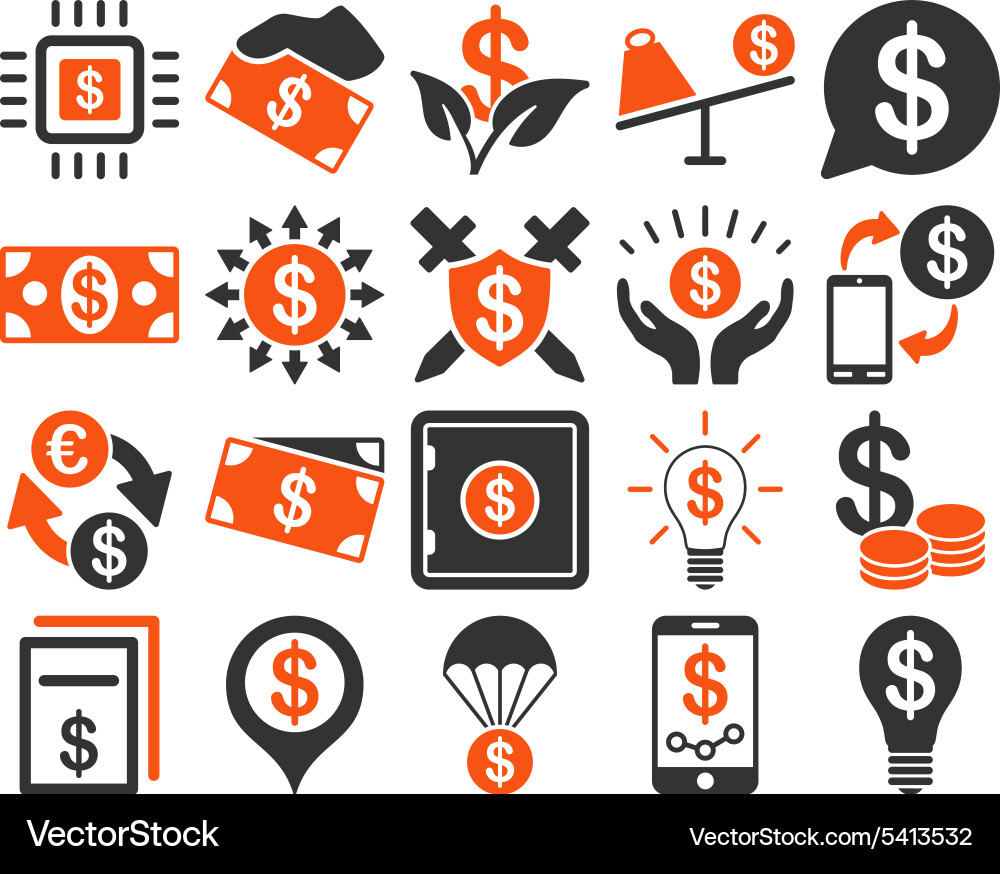 Dollar icons Royalty Free Vector Image - VectorStock