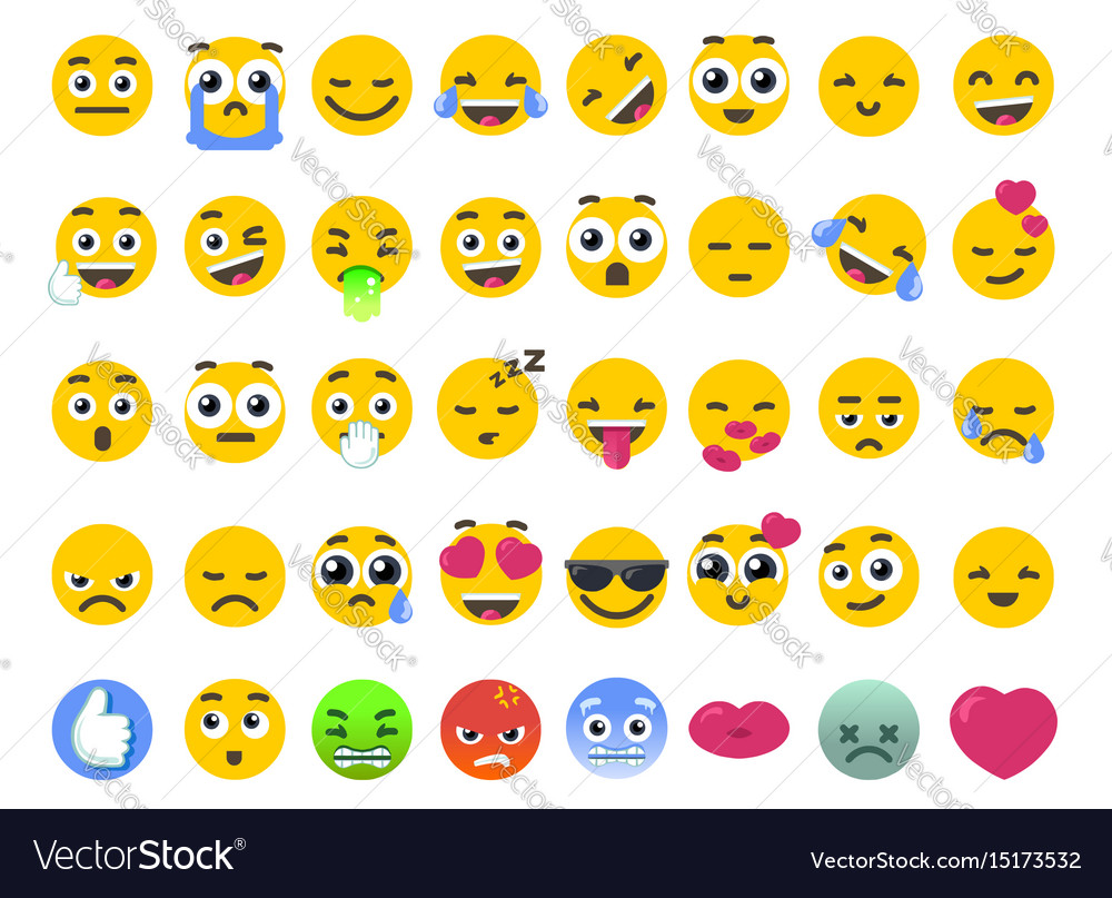 Emoji set isolated on white emoticons stickers Vector Image