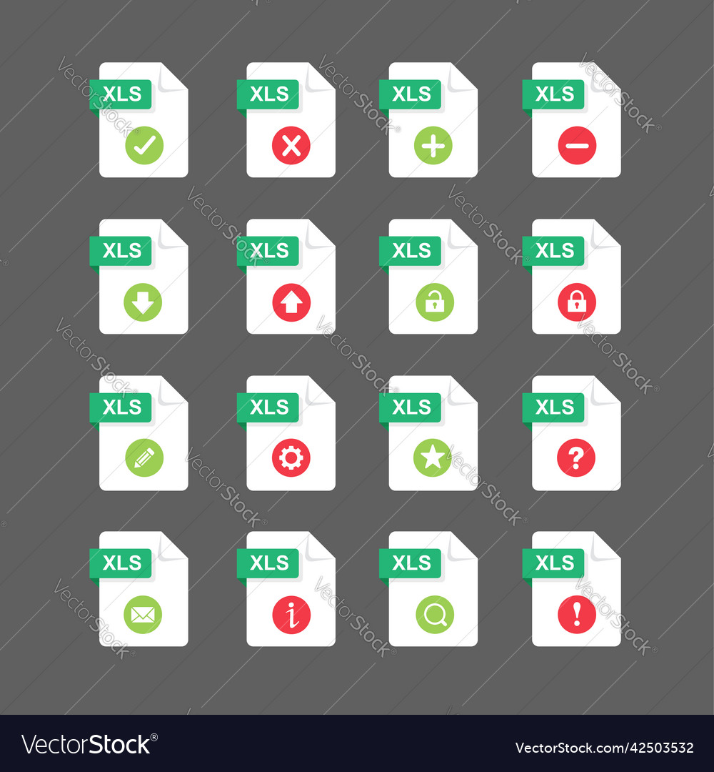 Flat design with xls files icon set symbol set Vector Image