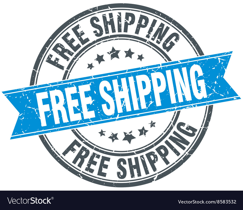 Free shipping blue round grunge vintage ribbon Vector Image