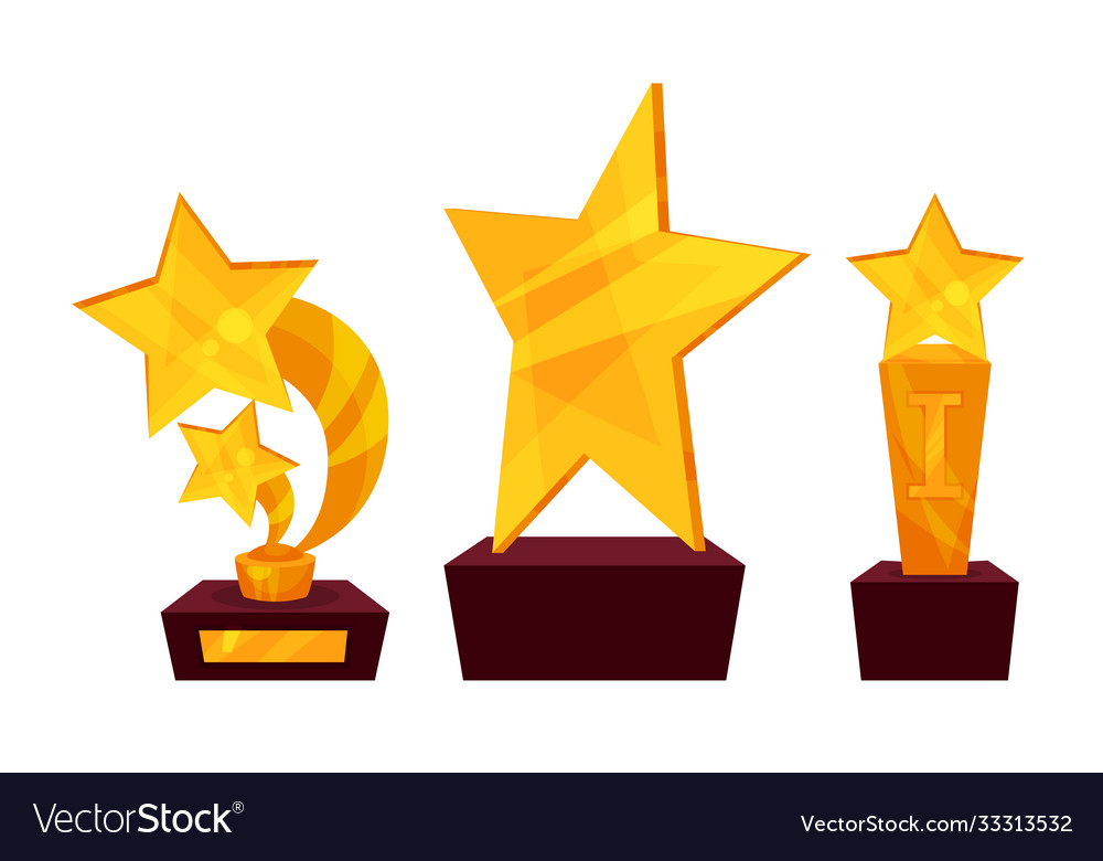 Golden awards and trophy different shapes Vector Image