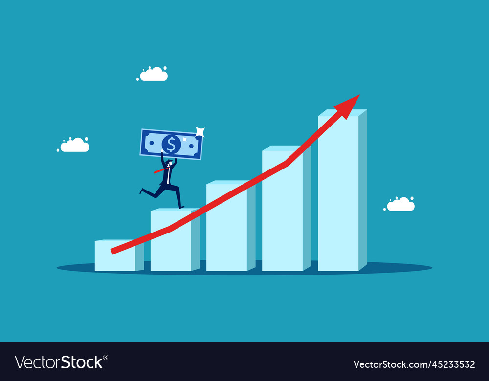 Grow money businessman holding banknotes