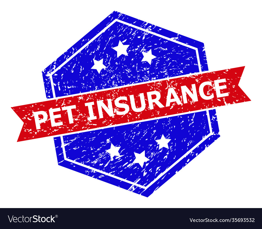 Hexagonal bicolor pet insurance rubber stamp Vector Image