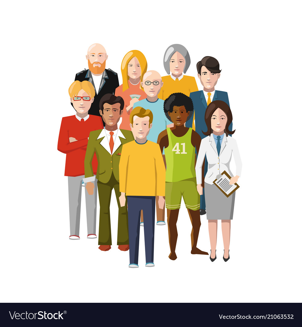International Group People From Different Vector Image
