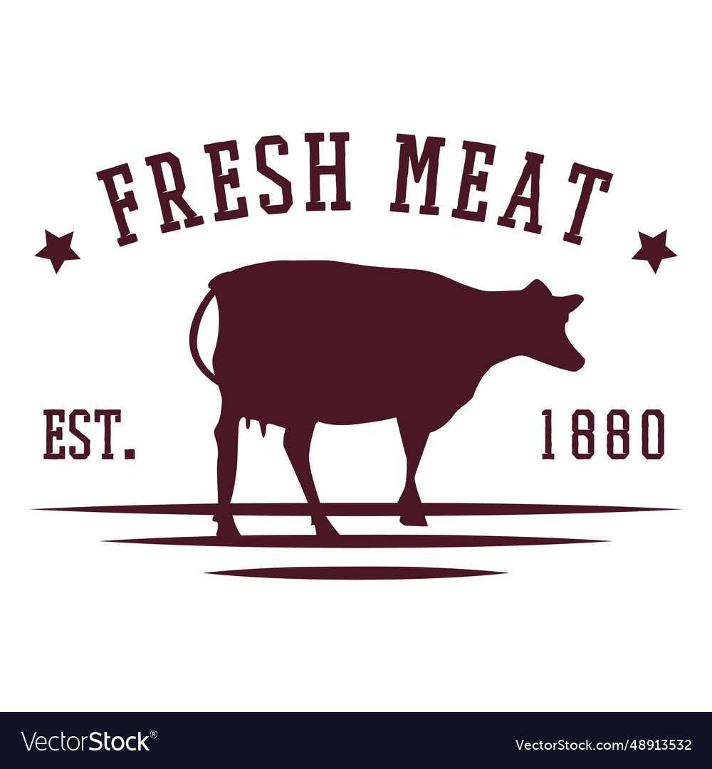 Meat cow badge design Royalty Free Vector Image