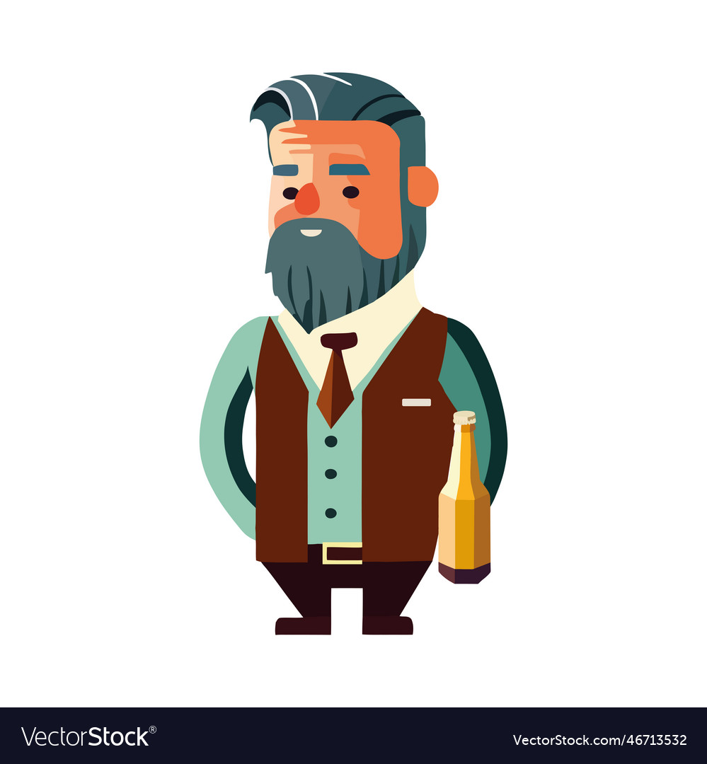 Smiling businessman holding beer bottle