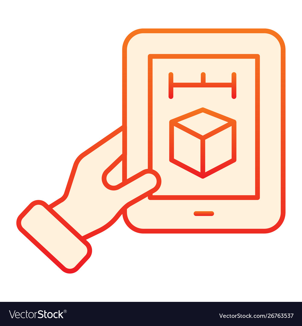 3d cube on tablet flat icon modeling