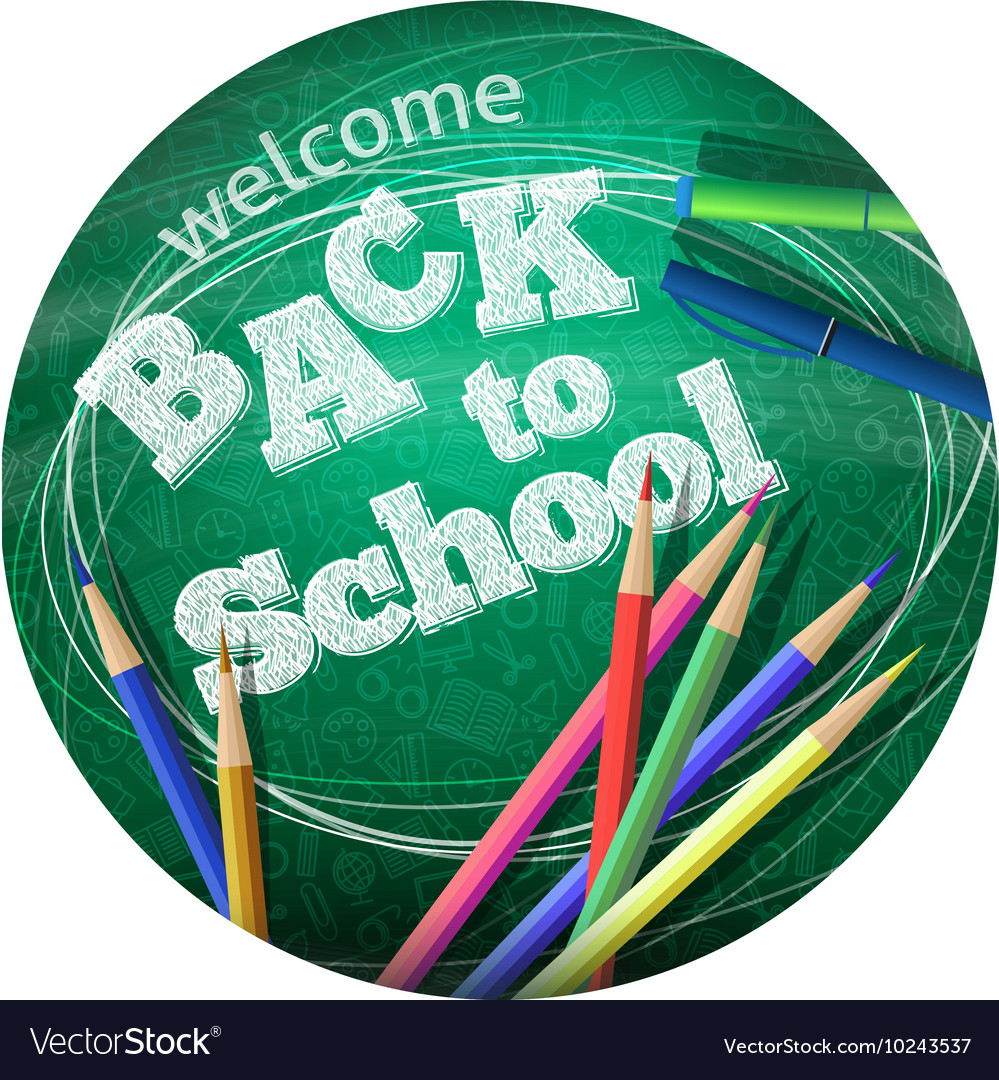 Back to school icons on a blackboard Royalty Free Vector