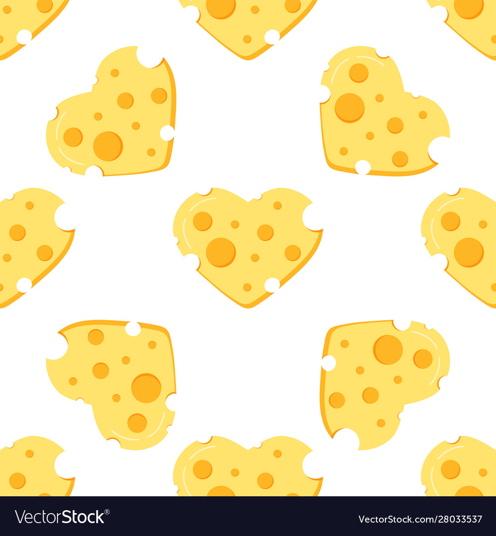 Cheese heart shape seamless pattern Royalty Free Vector