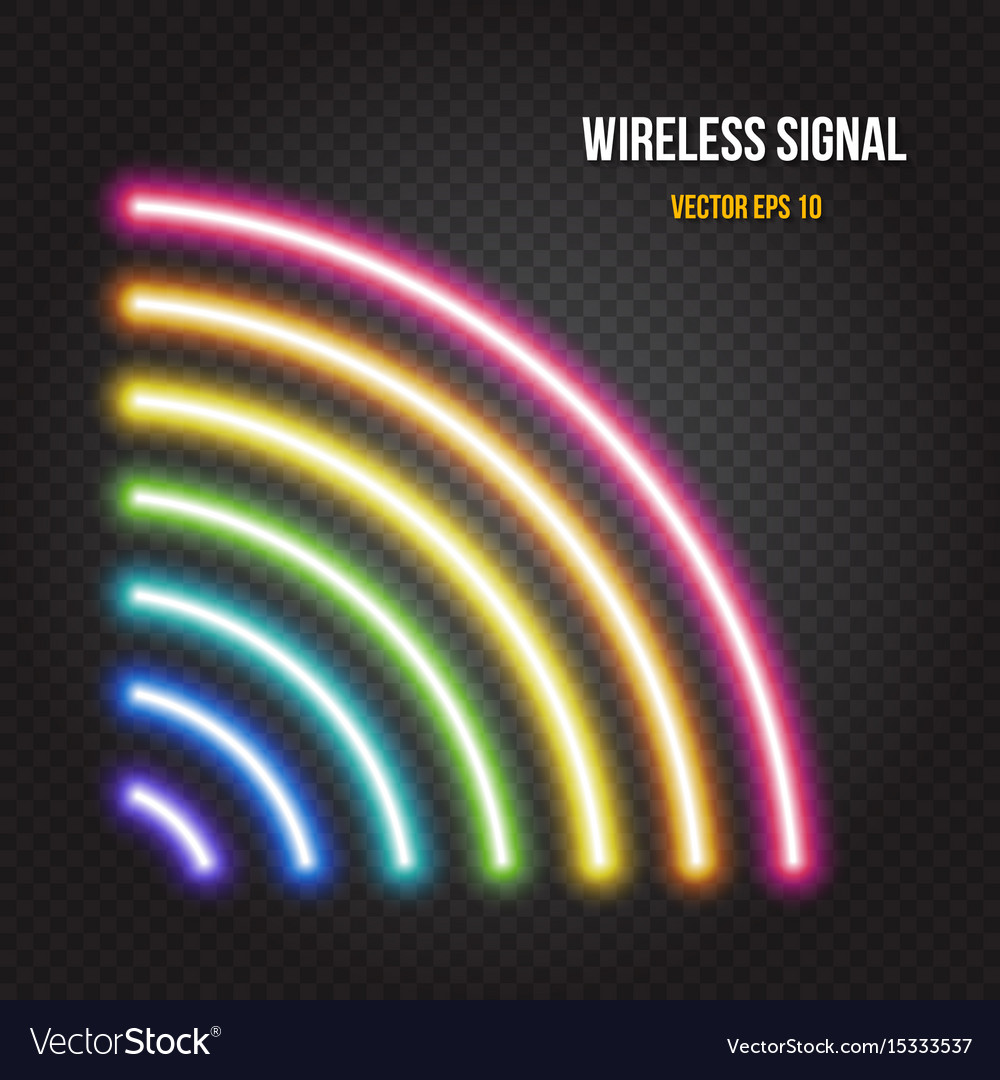 Glowing neon lights wireless signal symbol