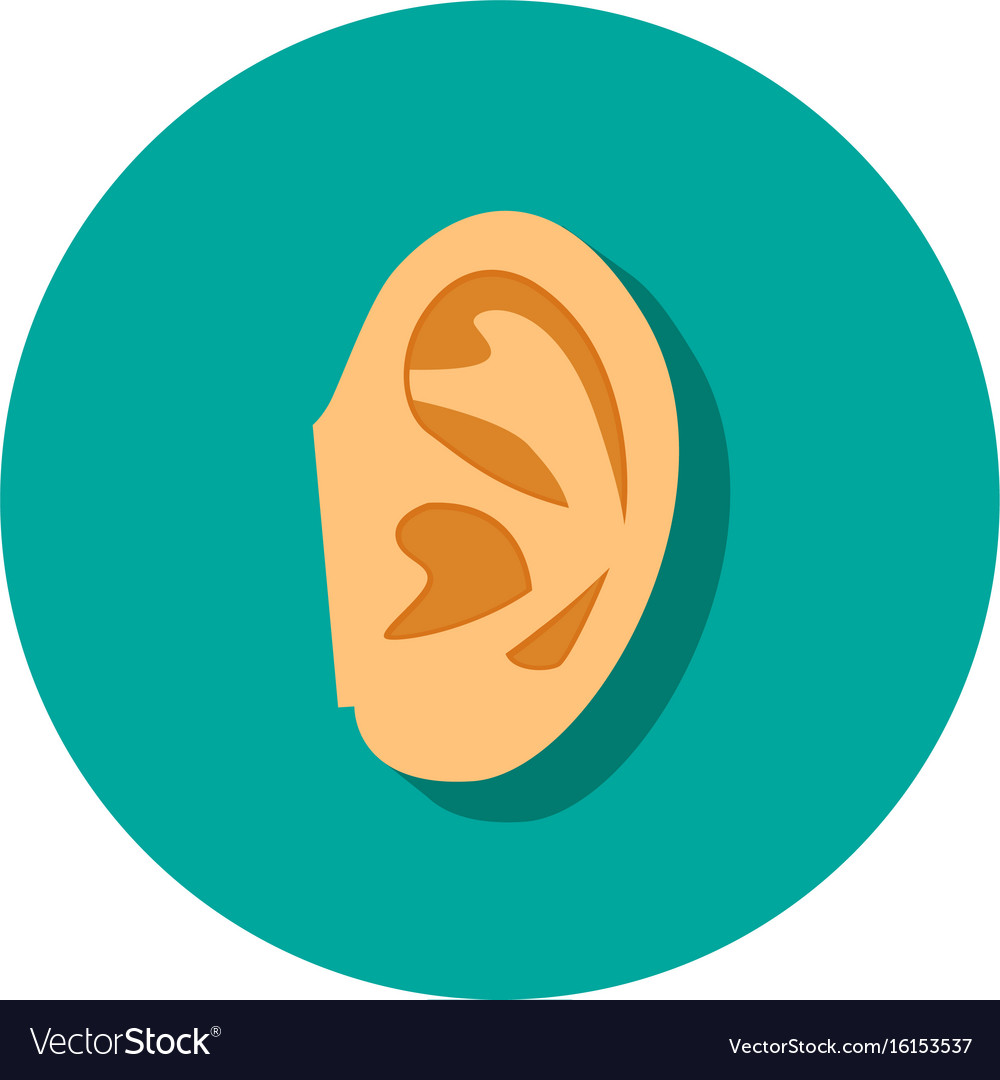 Human ear icon with shadow in flat style Vector Image