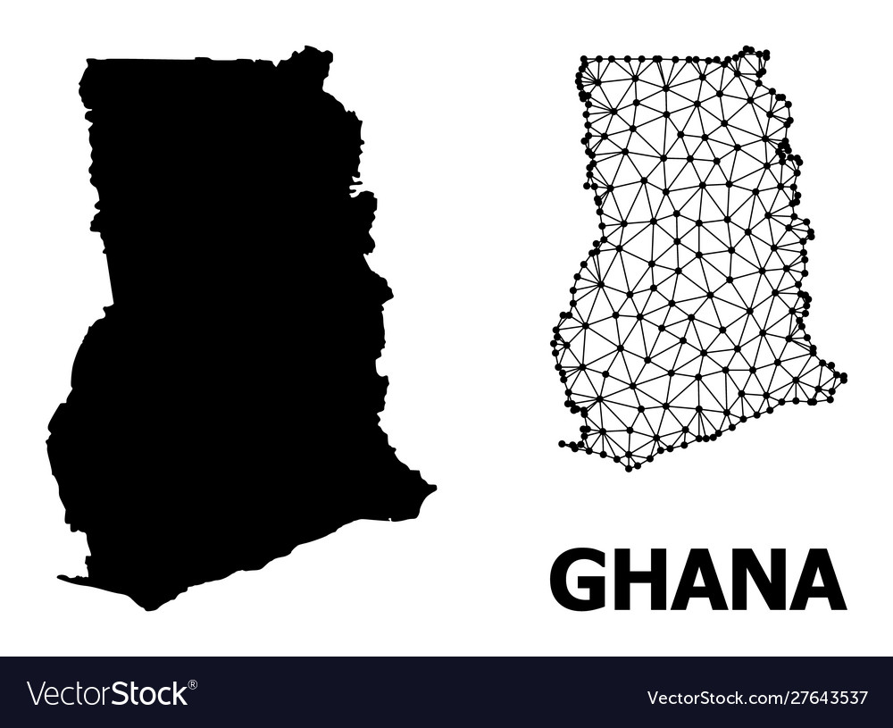 Solid and carcass map ghana Royalty Free Vector Image