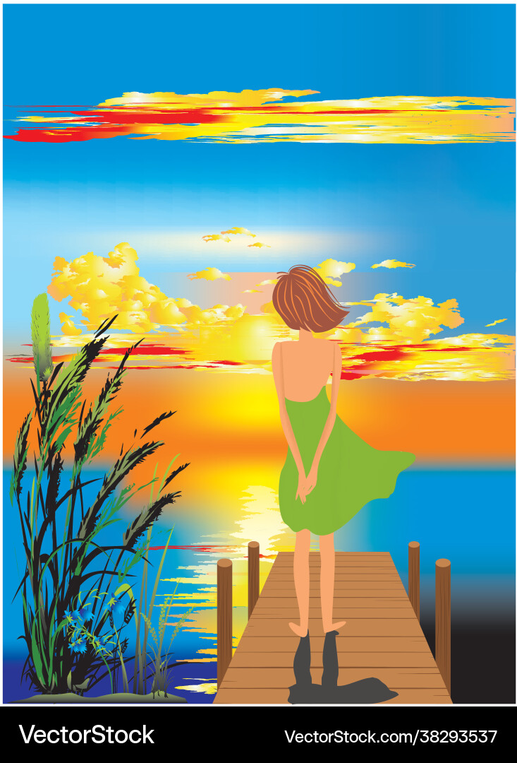 Sunset sea Royalty Free Vector Image - VectorStock