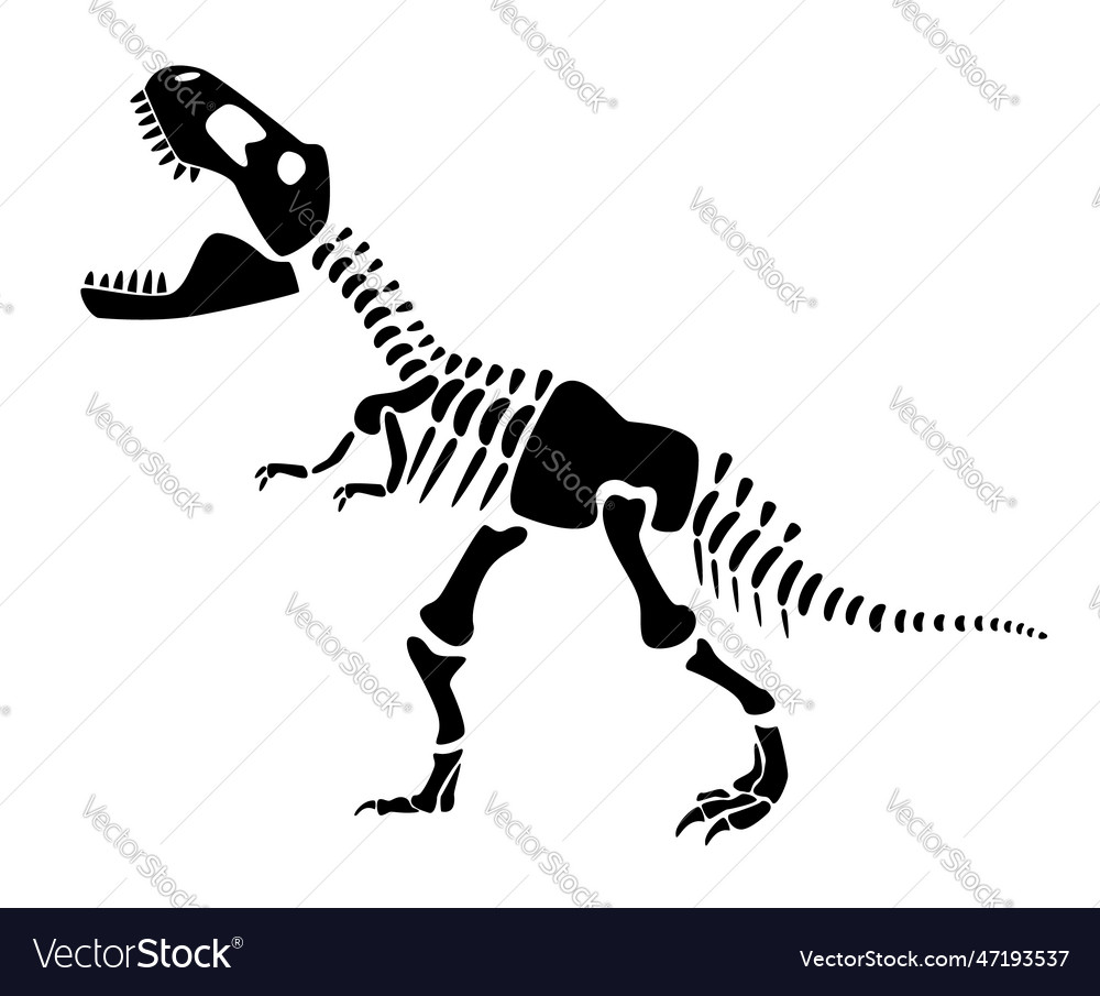 Tyrannosaurus rex skeleton silhouette dinosaurs Vector Image