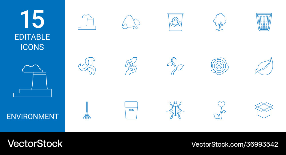 15 environment icons Royalty Free Vector Image