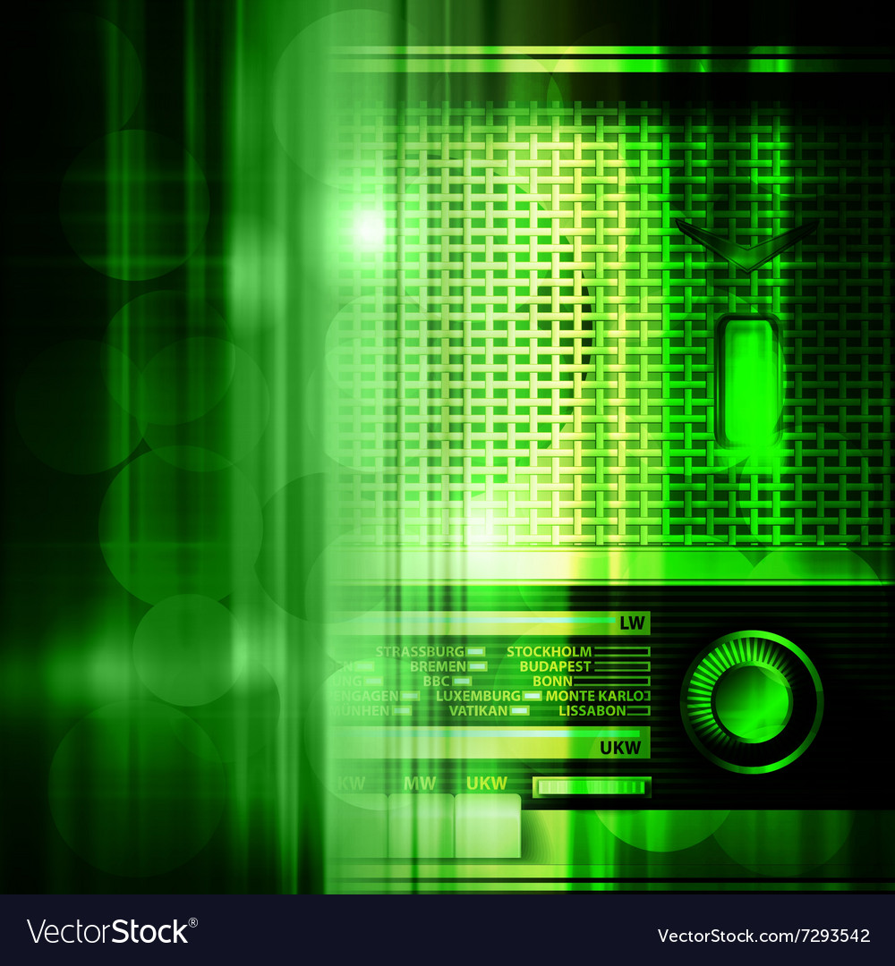 Abstract green music background with retro radio