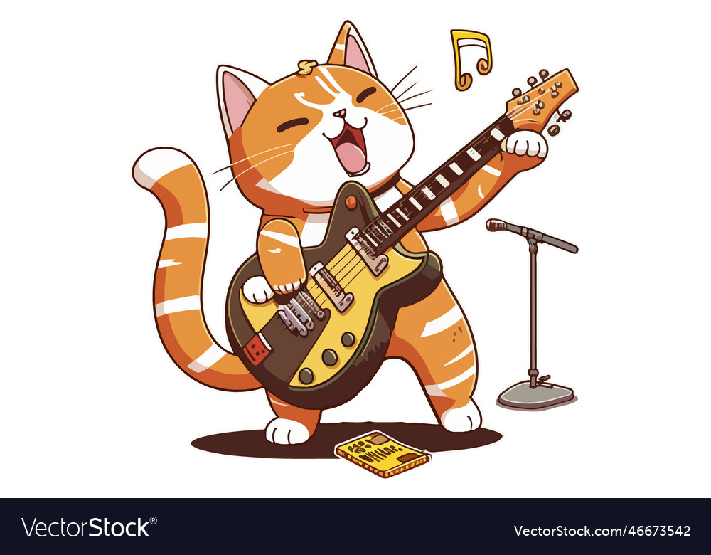 Cat playing guitar Royalty Free Vector Image - VectorStock