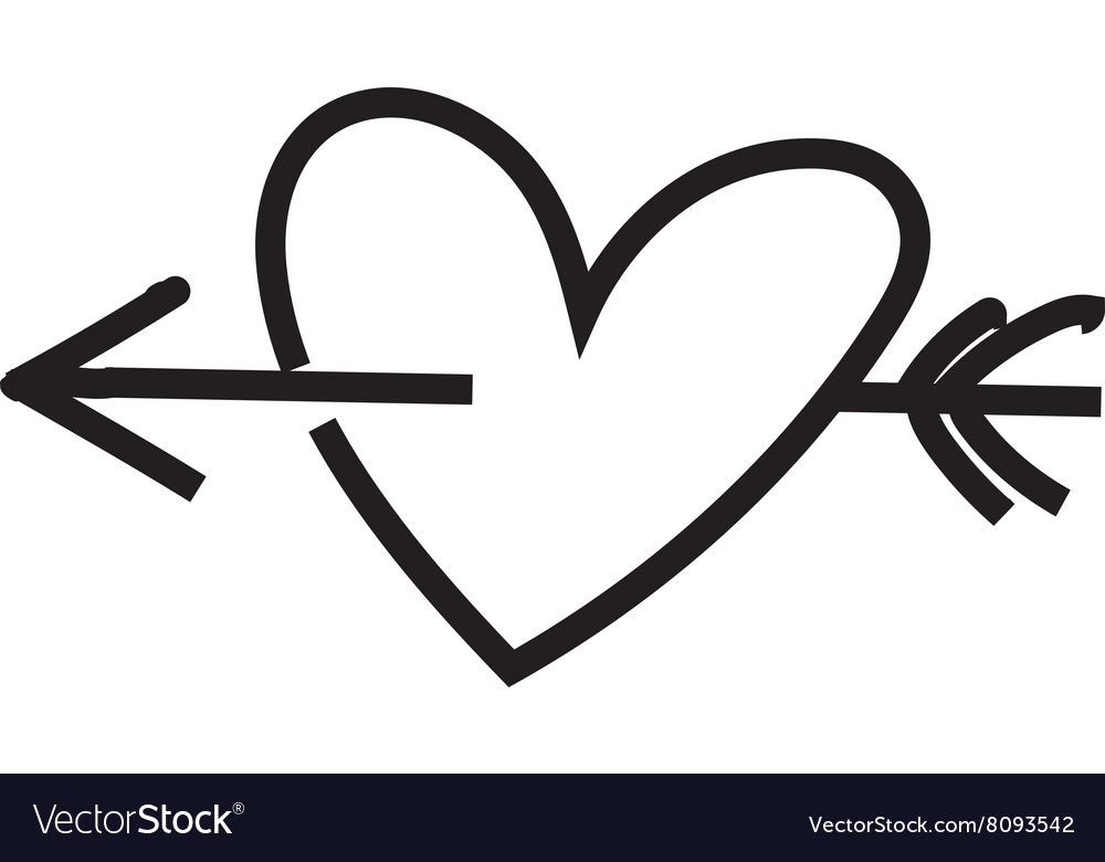 Minimalist heart with arrow Royalty Free Vector Image