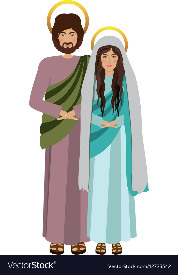 Picture colorful virgin mary and saint joseph