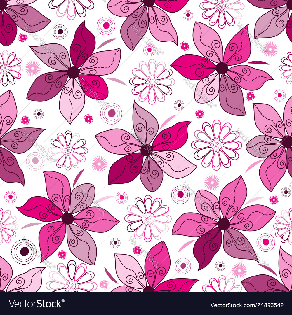 Seamless spring pattern with single pink doodle Vector Image