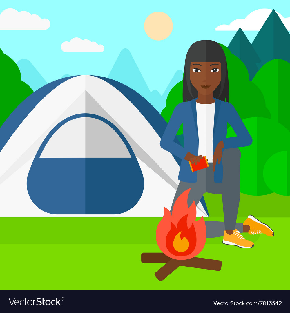 Woman kindling fire Royalty Free Vector Image - VectorStock