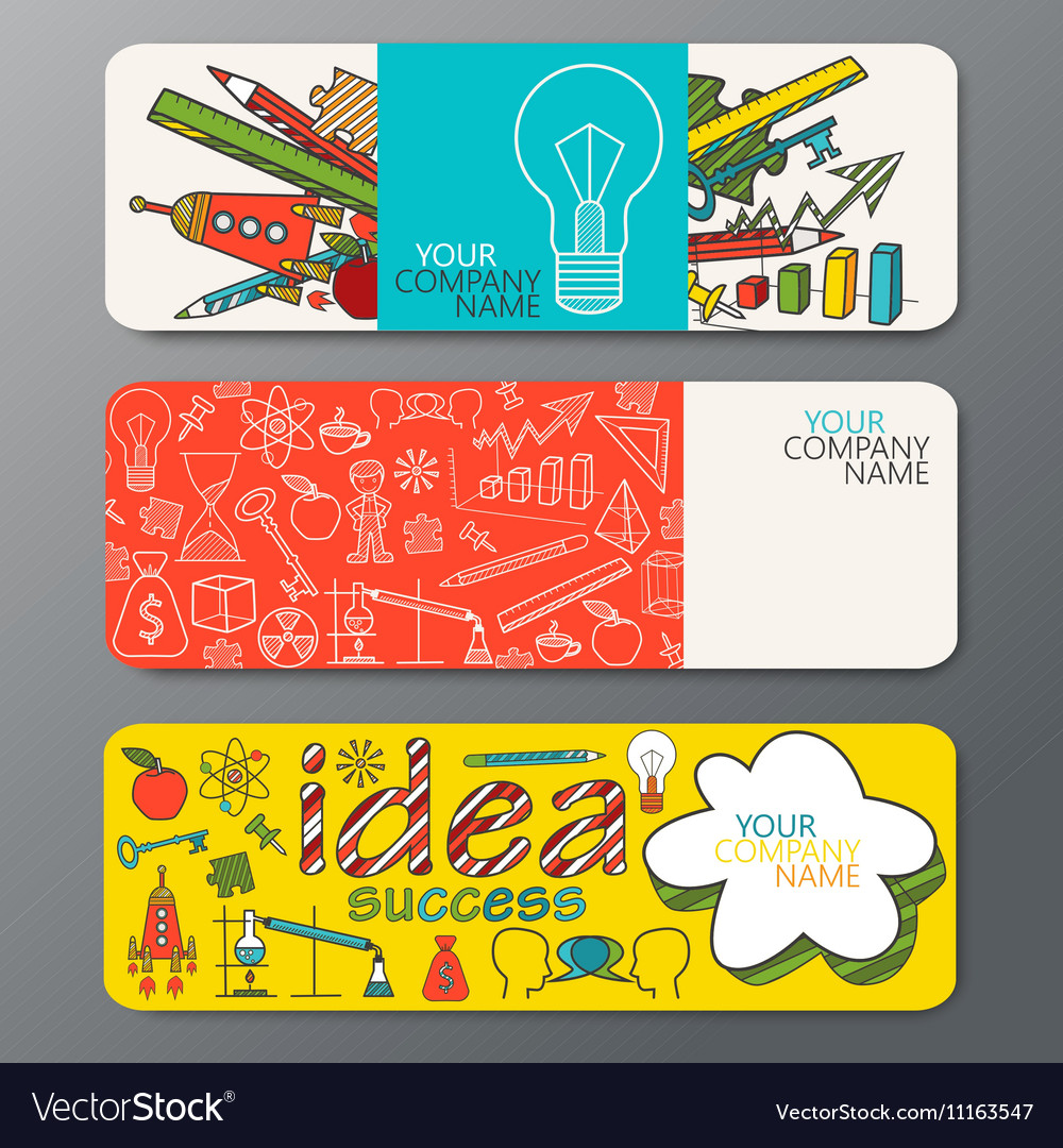 Banner Set In Doodle Style With Ideas Royalty Free Vector