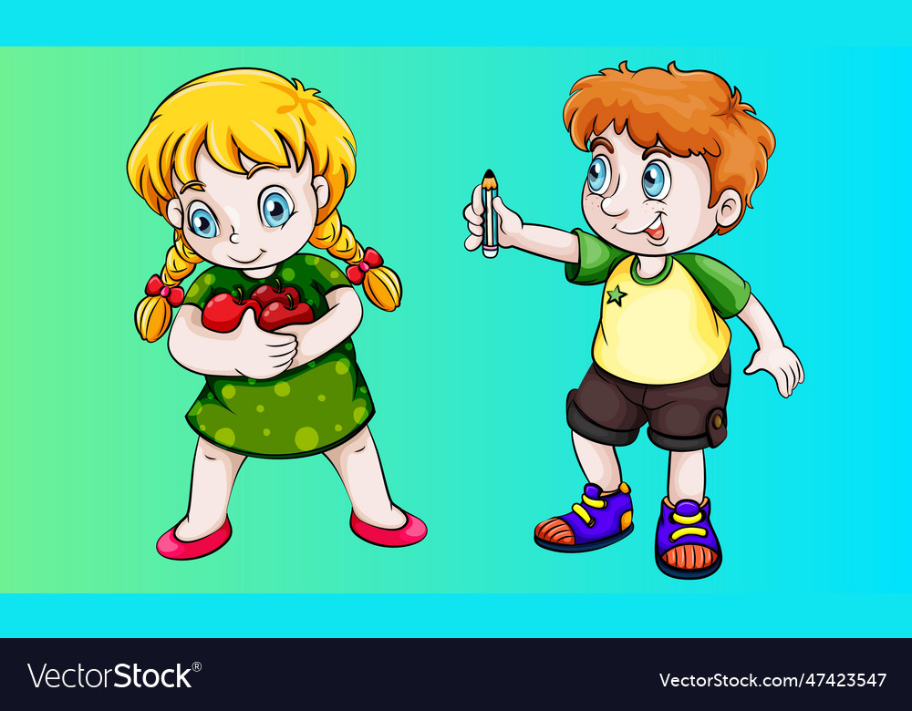 Boy vs girl in different pose Royalty Free Vector Image