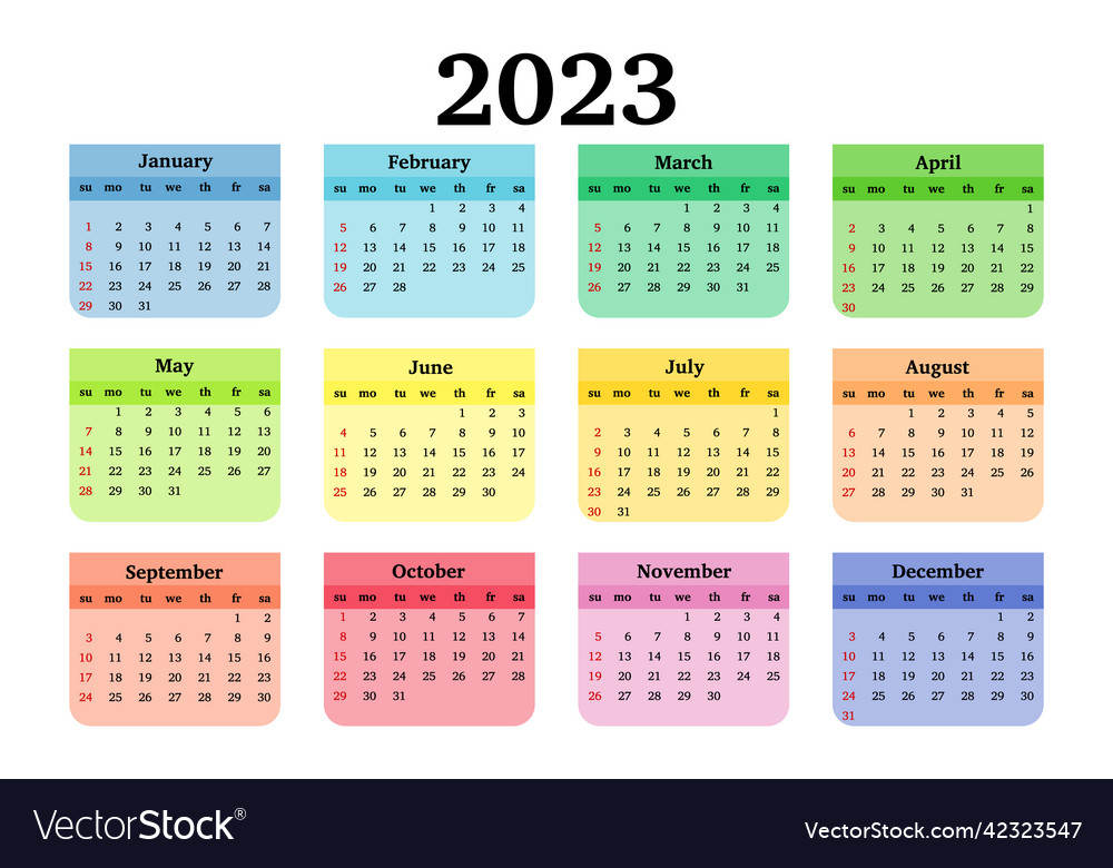 Calendar for 2023 isolated on a white background Vector Image