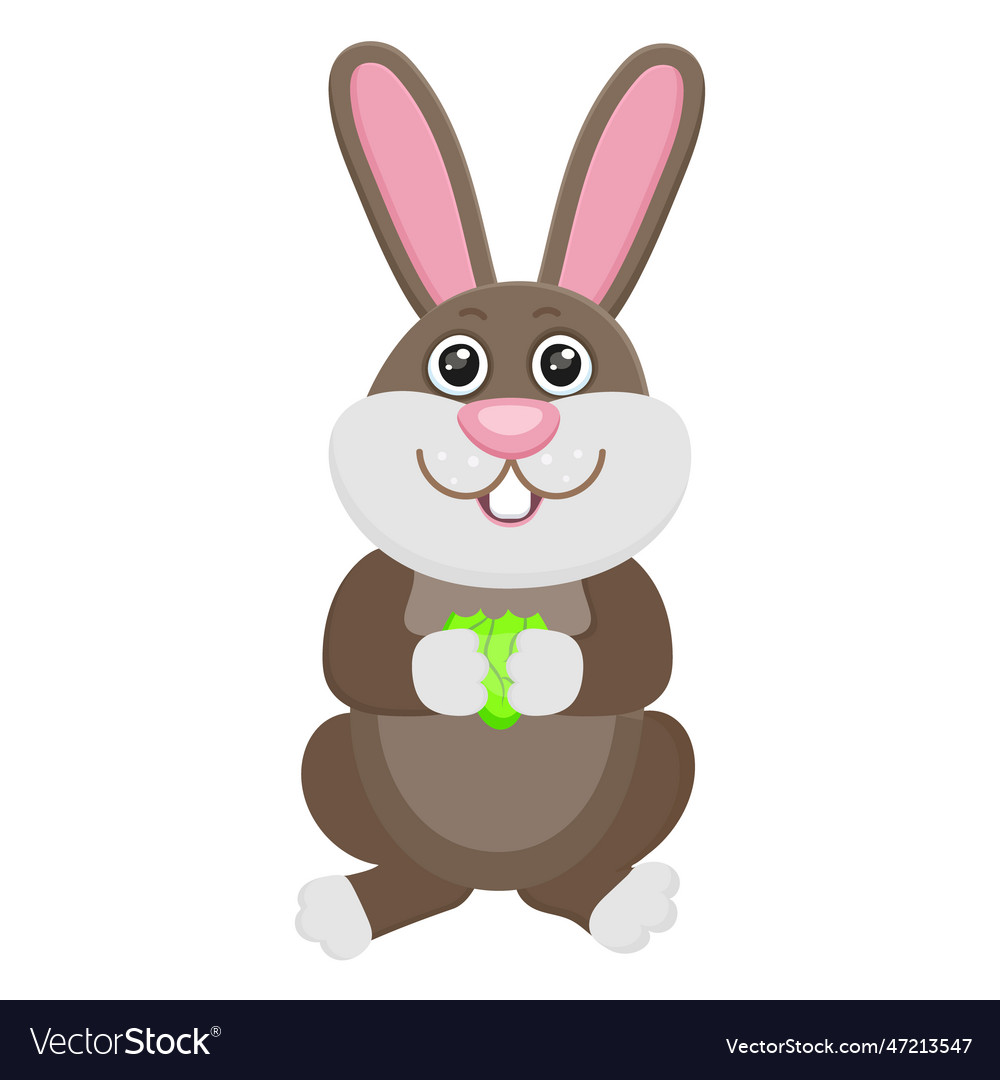 Funny toy rabbit with long pink ears and white big